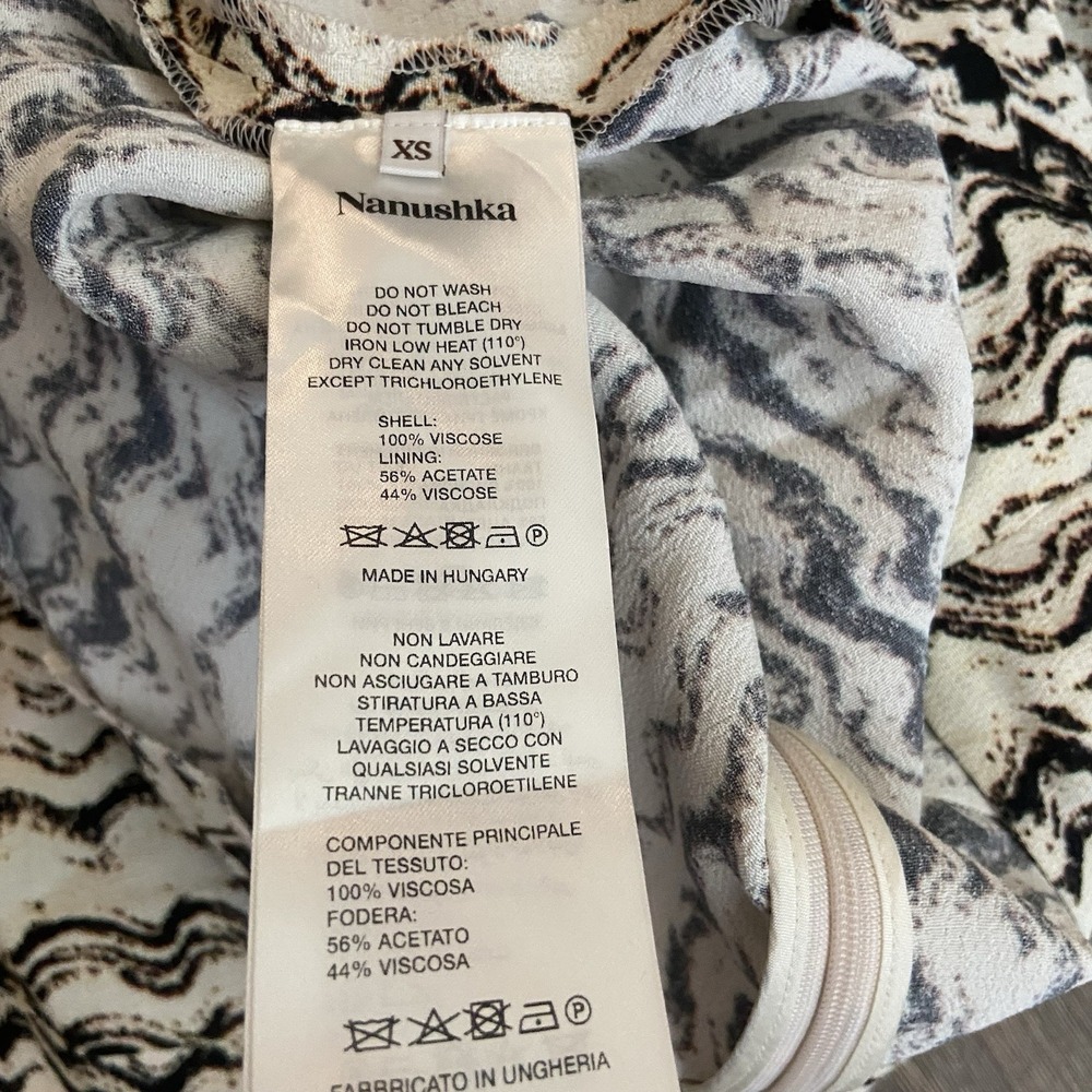 Nanushka Solice Printed Midi Faux Wrap Cut‎ Out Cream Brown Skirt Size XSMALL XS - Picture 6 of 7
